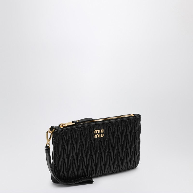 MIU MIU Black matelassé nappa leather pouch 5NH0142FPPN_MIU-F0002