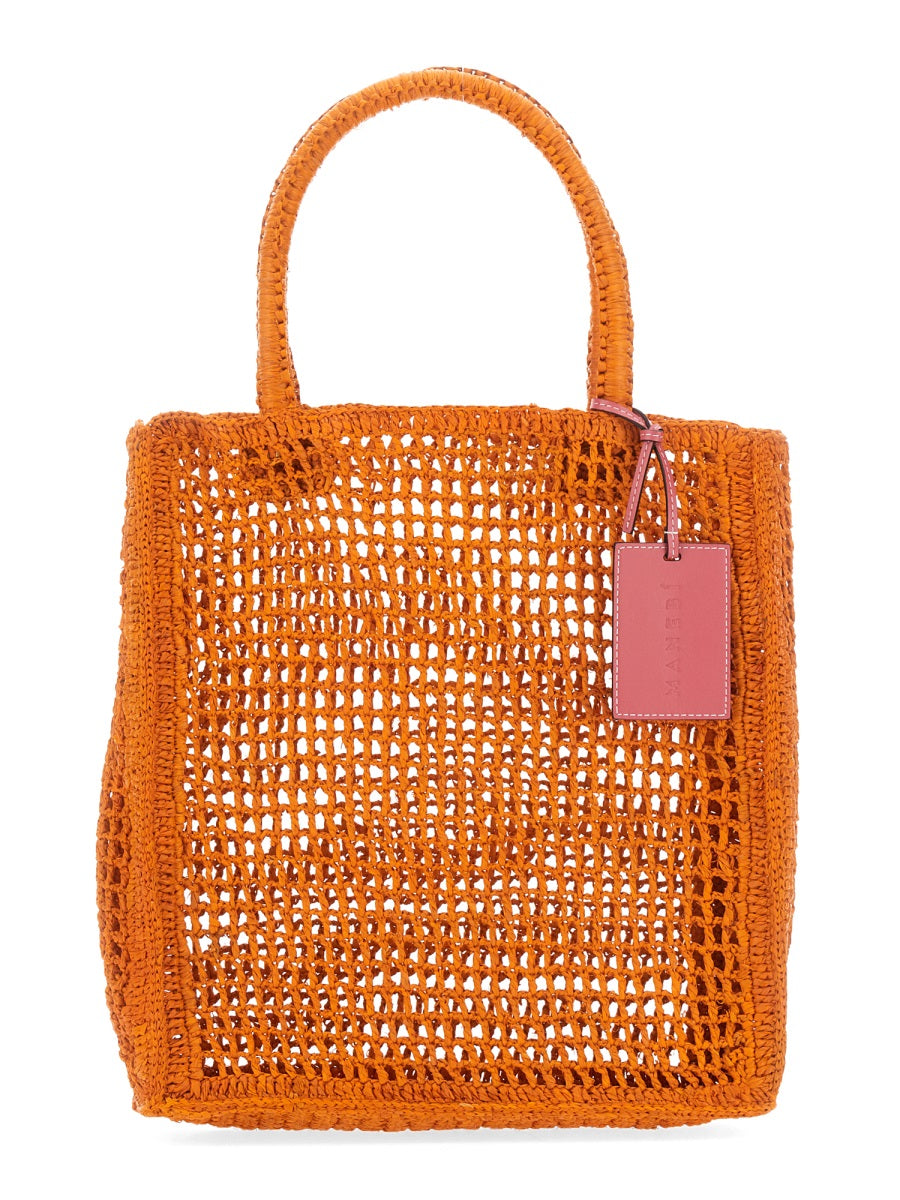 MANEBI RAFFIA NET BAG V6.1CHNATURALRAFFIAORANGE