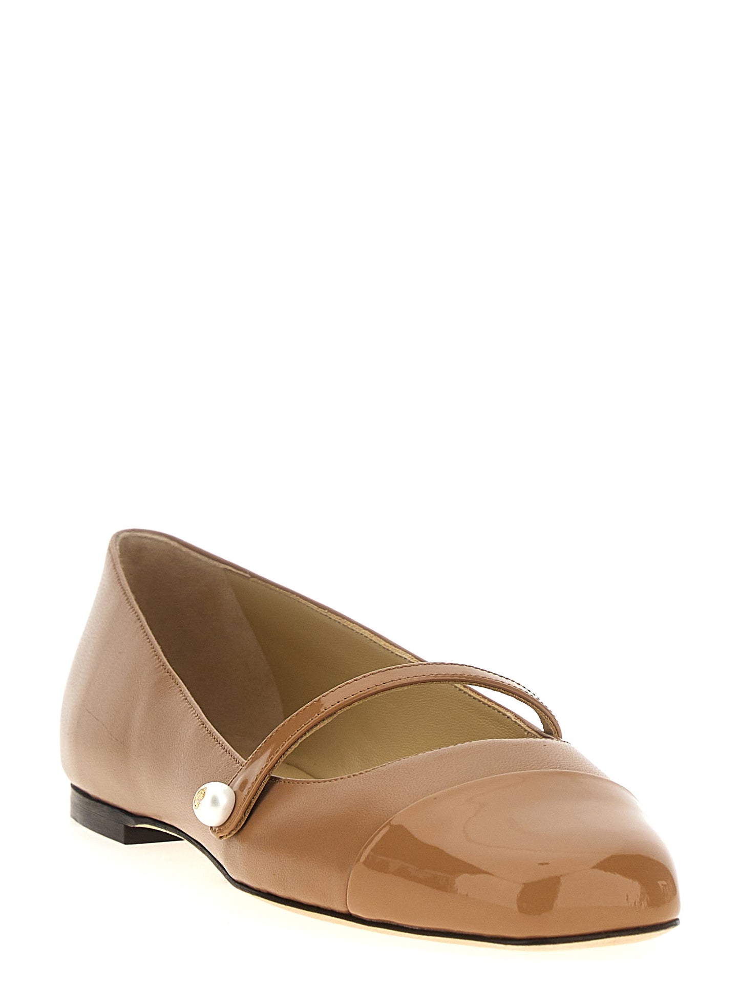 JIMMY CHOO 'ELISA' BALLET FLATS ELISAFLATPTZBISCUITBISCUIT