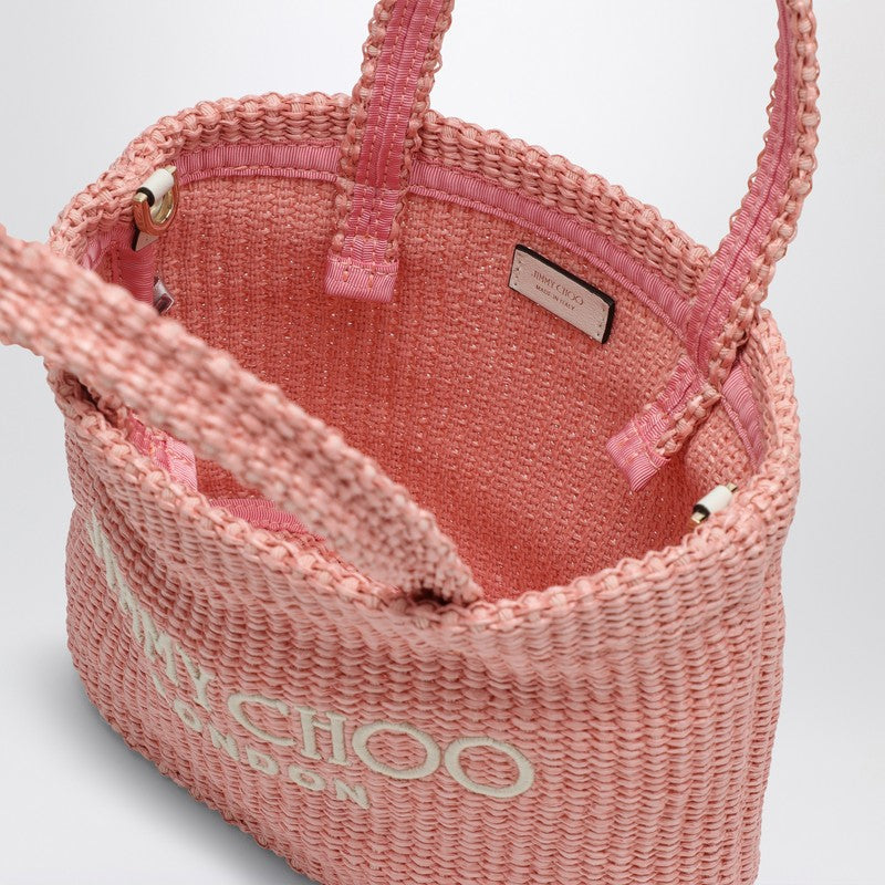 JIMMY CHOO Small Beach Tote East-West in pink rafia BEACHTOTEEWMINIJYNP_JIMCH-RS