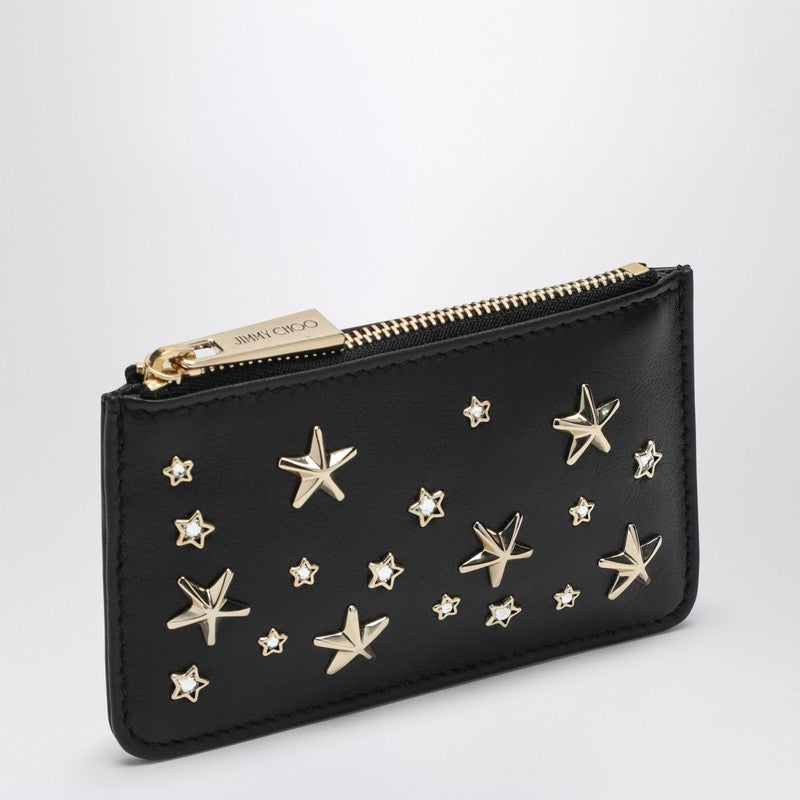 JIMMY CHOO Black zip coin purse with stars NANCYCZNP_JIMCH-BG