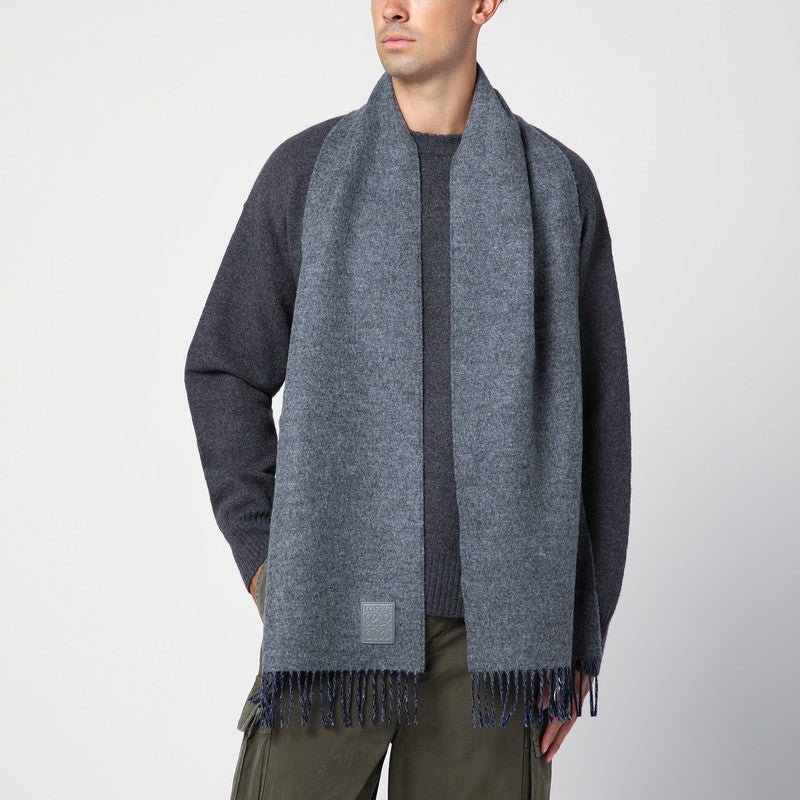 LOEWE Grey/blue wool and cashmere scarf F811251X06WOP_LOEW-1134