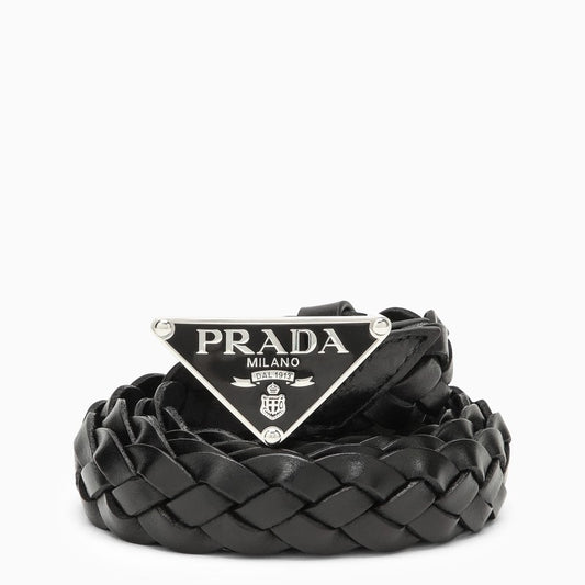 Prada Black logo woven leather belt 2CS1142A7PO_PRADA-F0002