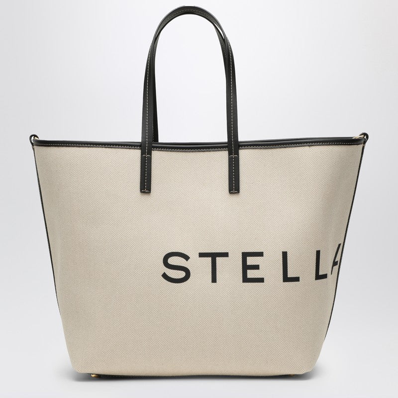 Stella McCartney Ecru cotton-blend tote bag with logo 7B0048WP0221P_STELL-9043