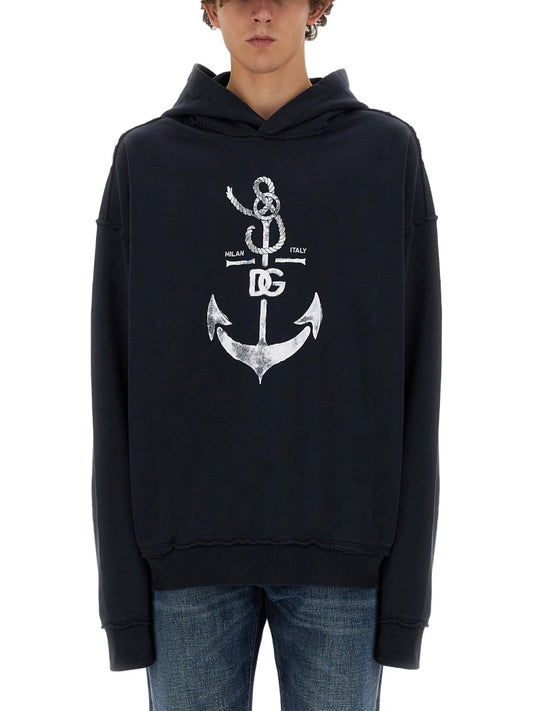 Dolce & Gabbana SWEATSHIRT WITH NAVY PRINT G9AUOTG7K5VB0665