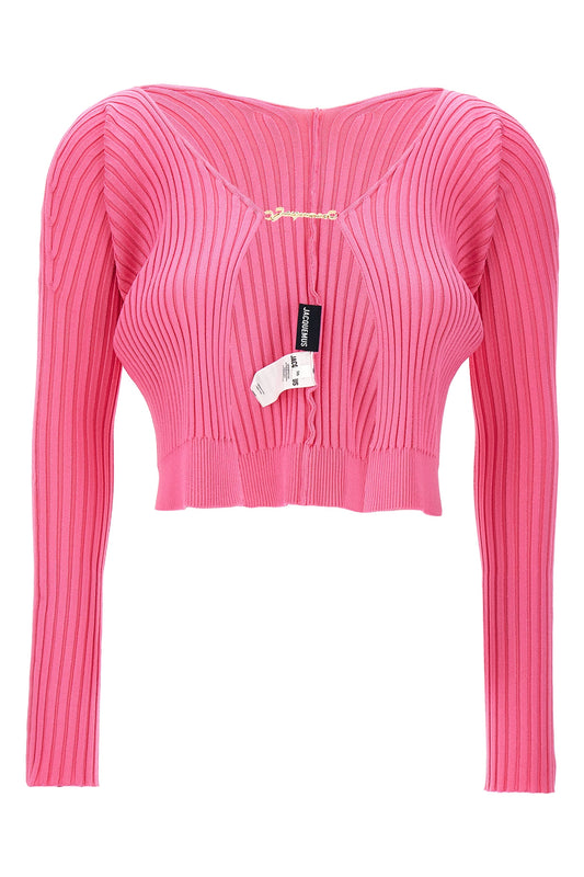 JACQUEMUS 'LE MAILLE PRALU LONGUE' CARDIGAN 22H223KN5002190NEONPINK