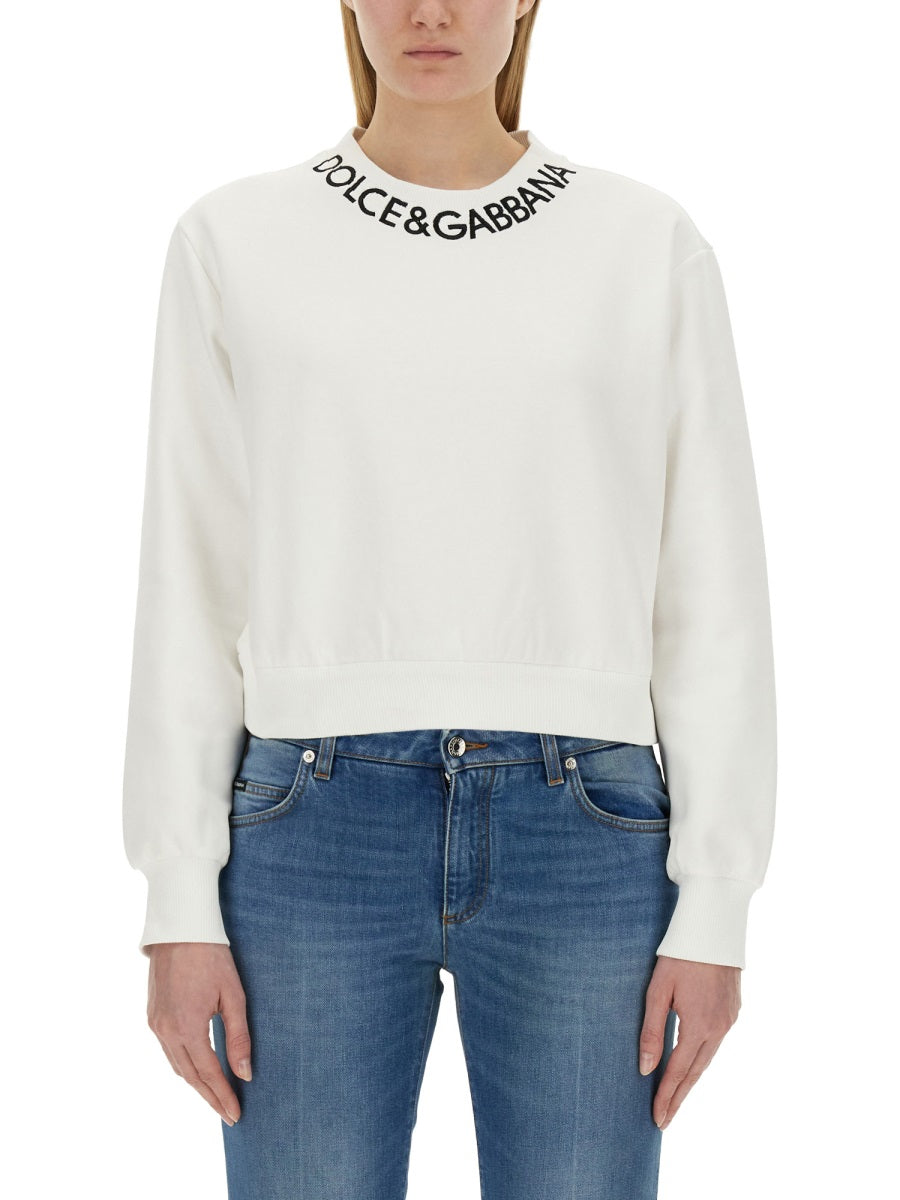 Dolce & Gabbana SHORT SWEATSHIRT WITH LOGO F9P35ZGDB4AW0800