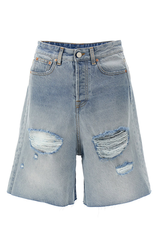 VETEMENTS 'DESTROYED BAGGY' BERMUDA SHORTS UE64SS210NBLUE