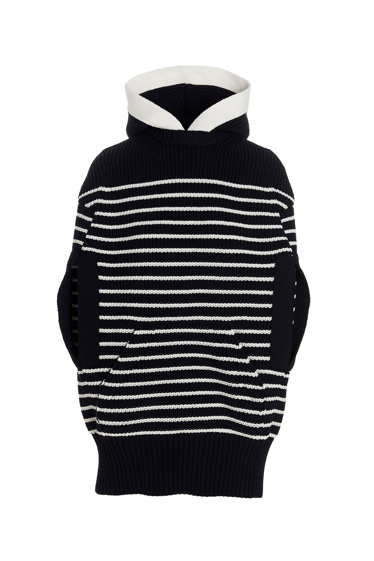 sacai STRIPED HOODED CAPE 2306489201