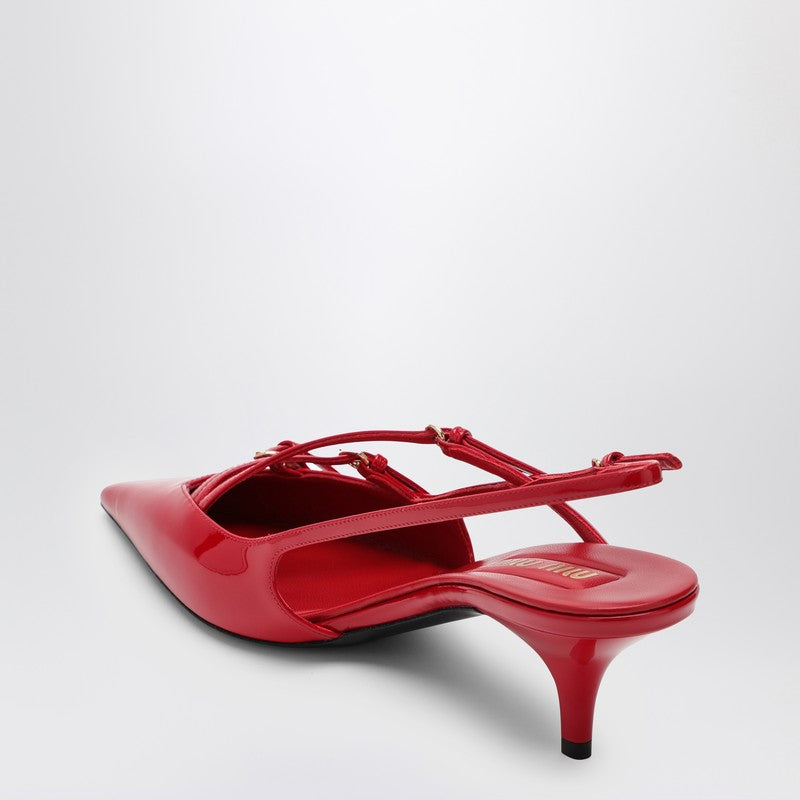 MIU MIU Red patent leather slingback décolleté with buckles 5I013EM055069P_MIU-F0011