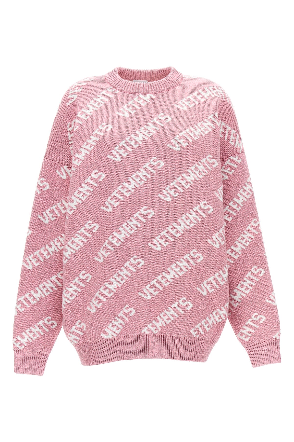 VETEMENTS 'LUREX MONOGRAM' SWEATER UE54KN220PBABYPINKWHITE