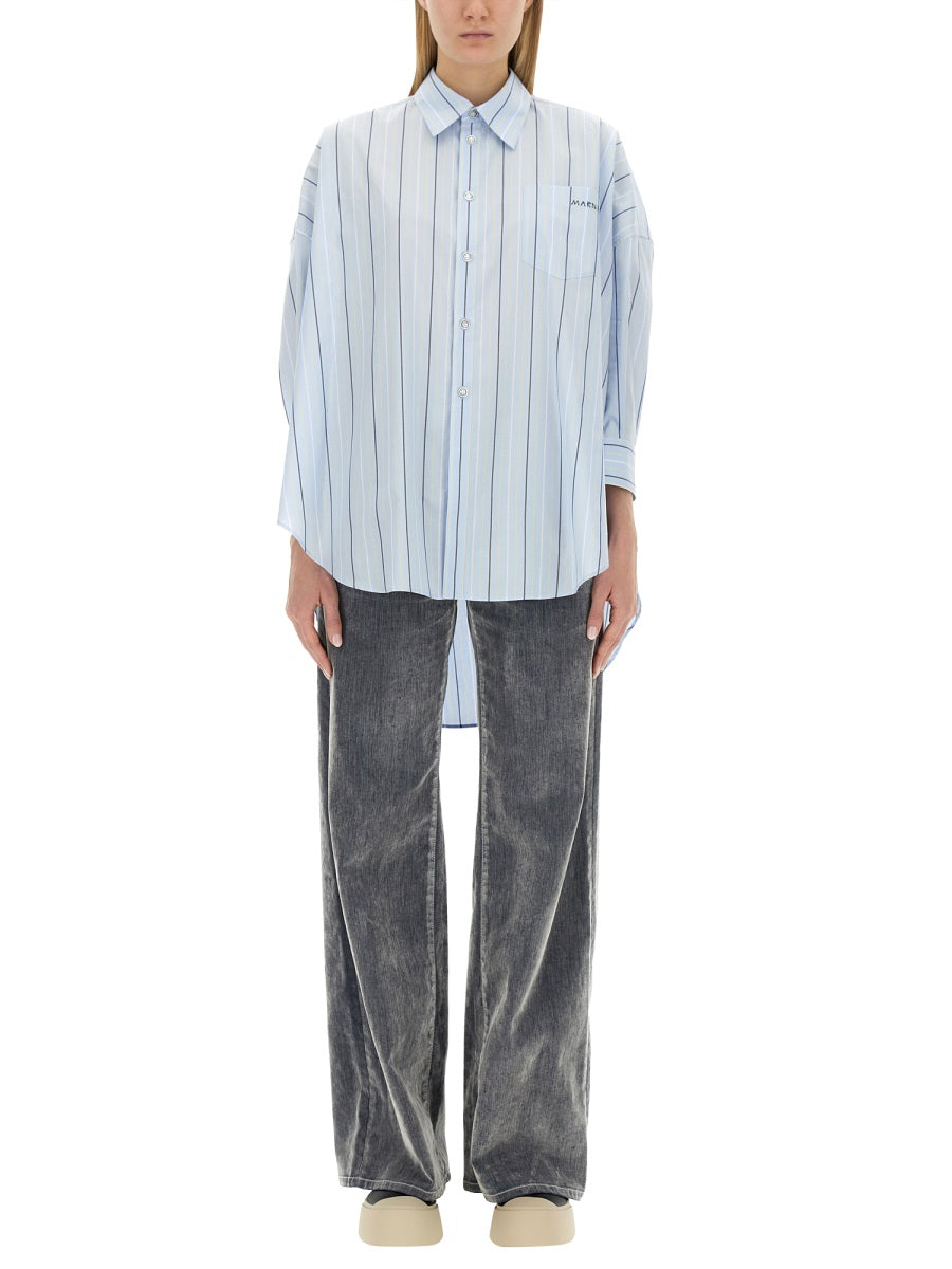 Marni ASYMMETRICAL STRIPED SHIRT CAMA0567S0UTC313STB24