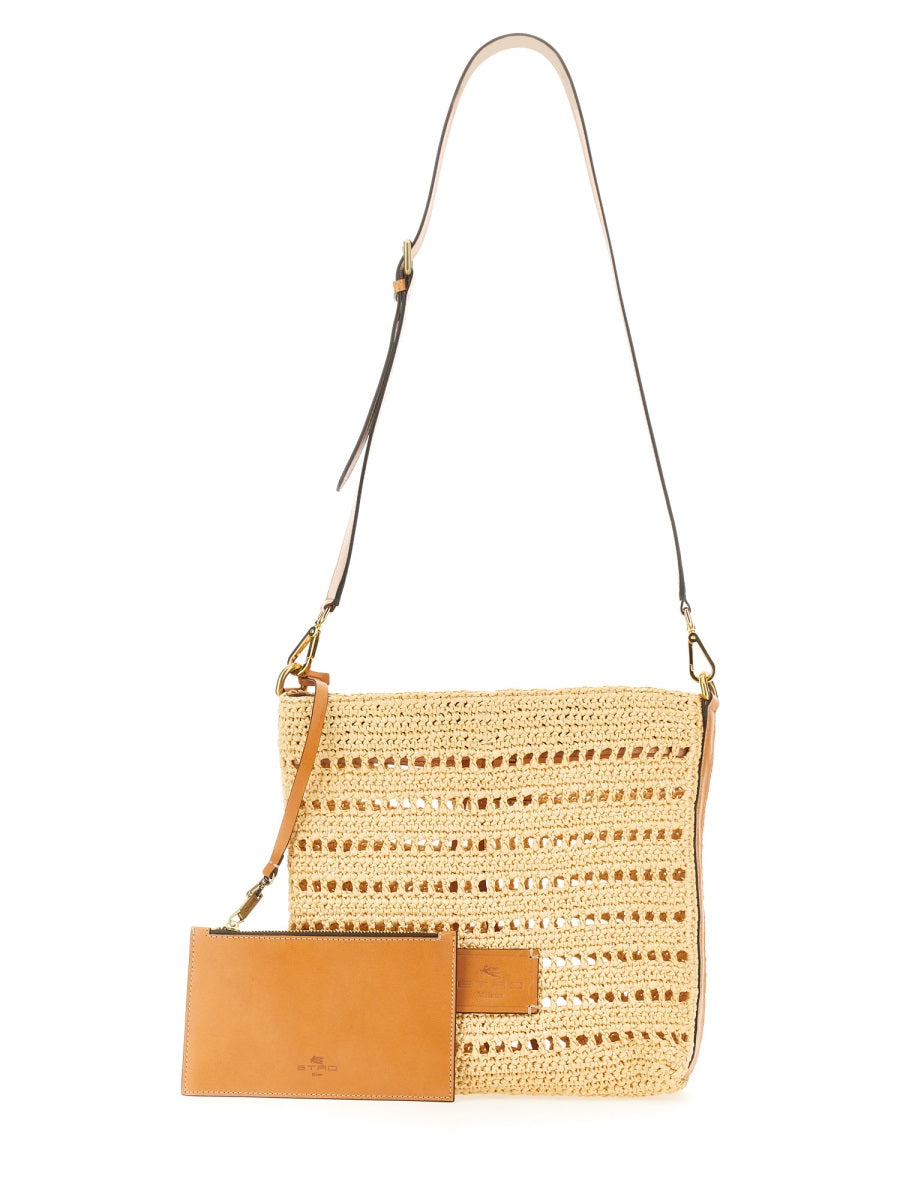 ETRO PERFORATED RAFFIA SHOULDER BAG 1P01090240800