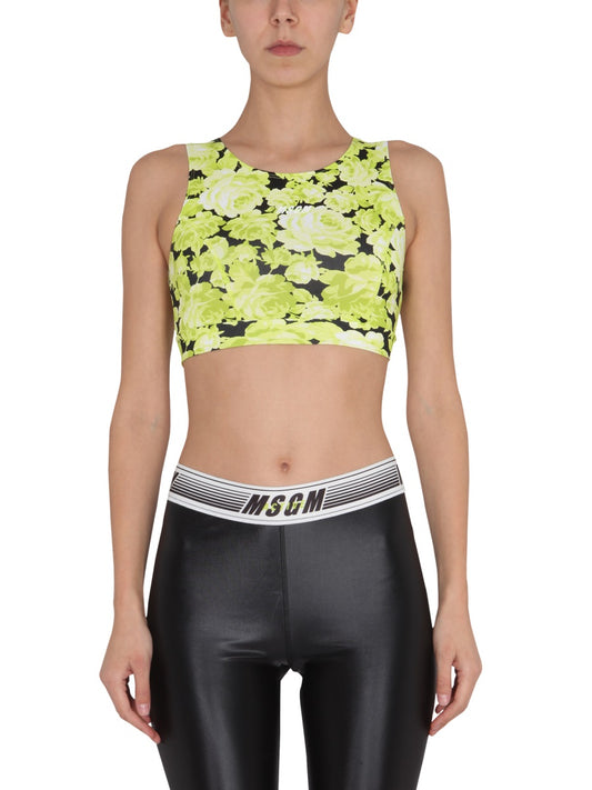 MSGM FLORAL PRINT CROPPED TOP  3245MDT0722718733