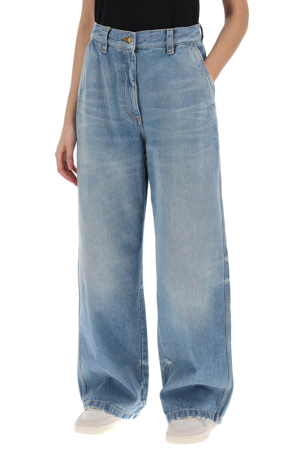 Palm Angels wide leg jeans PWYB027S24DEN0024040