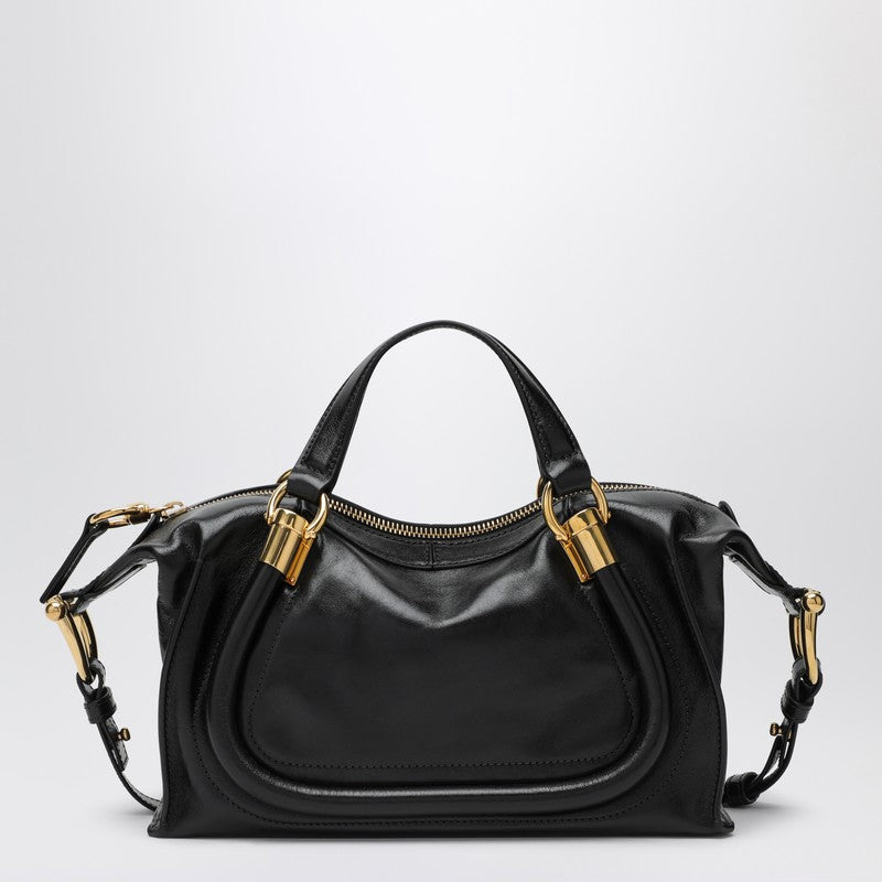 Chloé Small Paraty 24 bag in shiny black leather CHC24AS751N82P_CHLOE-001