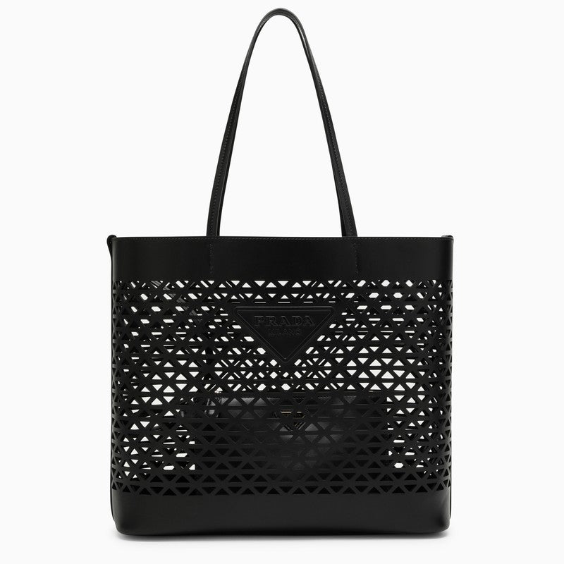 Prada Large black perforated leather shopping bag 1BG503OOO2CY4O_PRADA-F0002