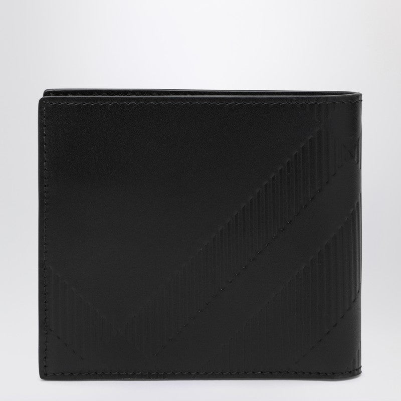 Burberry Black leather bi-fold wallet with embossed Check 8078355146765P_BURBE-A1189