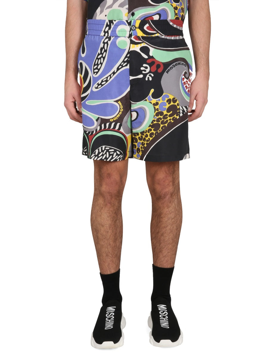 MOSCHINO PSYCHEDELIC PRINT BERMUDA SHORTS 031120561555