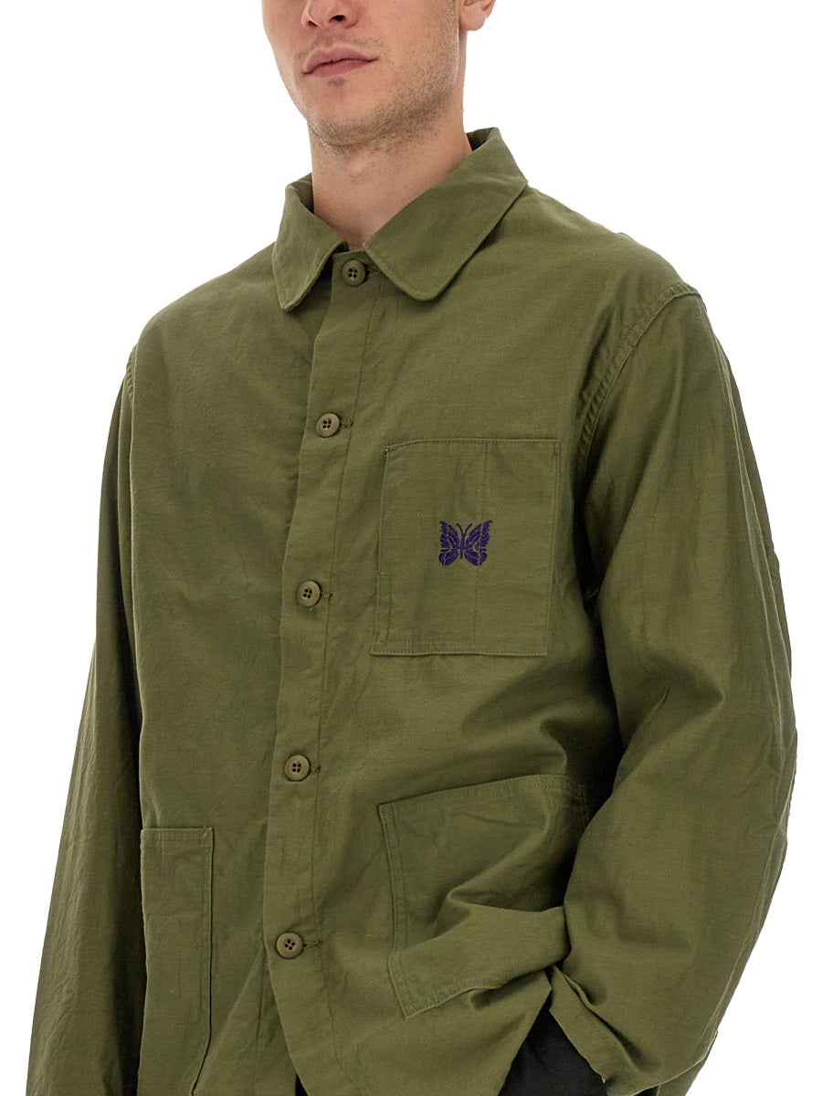 Needles SHIRT WITH LOGO EMBROIDERY MR220B-OLIVE