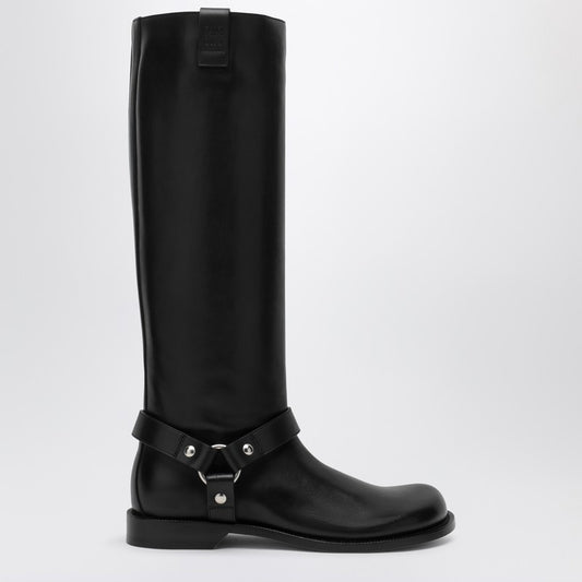 LOEWE Campo Biker high boot in black calfskin leather LLSC285X03LEP_LOEW-1100