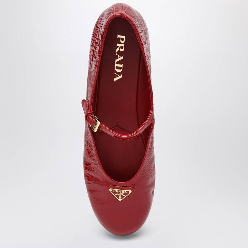 Prada Cherry patent leather ballerina with logo triangle 1F793N005H27Q_PRADA-F0E06