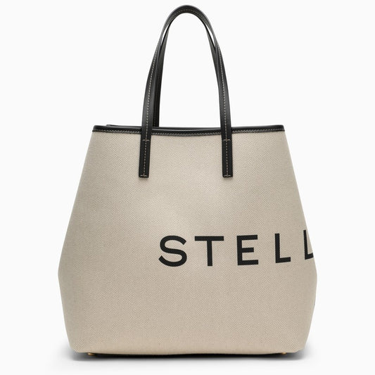 Stella McCartney Ecru cotton-blend tote bag with logo 7B0048WP0221O_STELL-9043