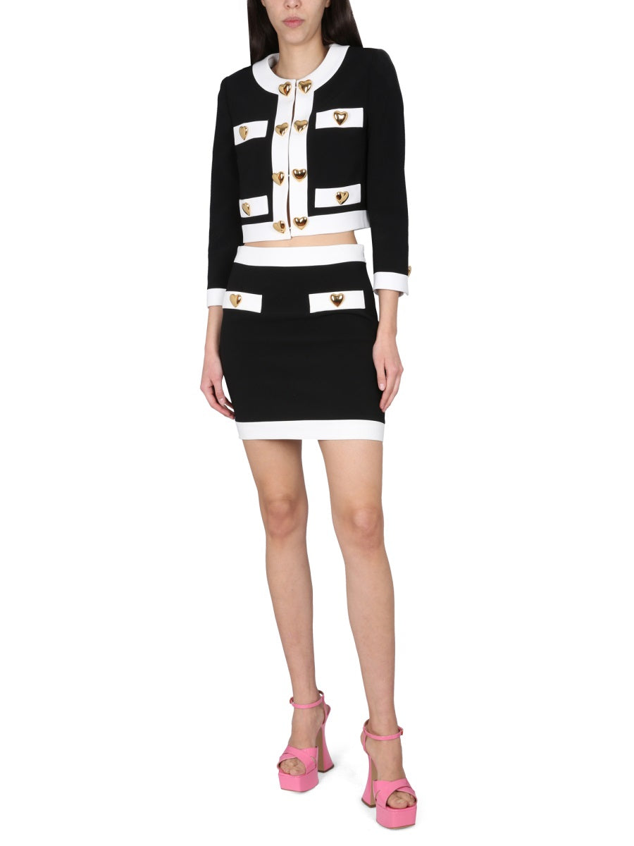 MOSCHINO HEART BUTTONS CREPE JACKET 052504244555