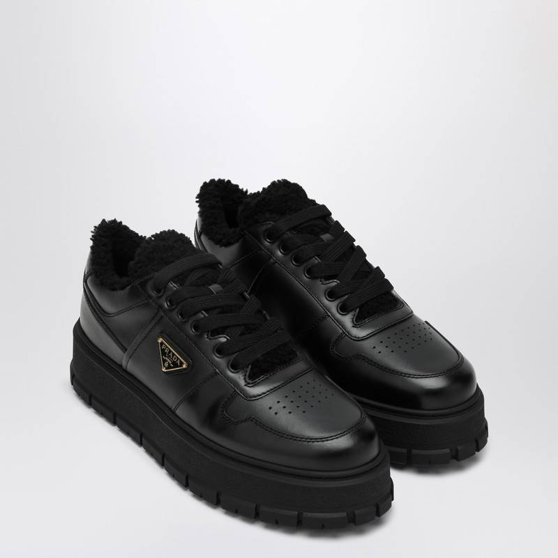 Prada Black leather and sheepskin platform sneaker 1E947MZG453LENQ_PRADA-F0002