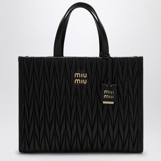 MIU MIU Black quilted nappa leather shopping bag 5BG255OOON88N_MIU-F0002
