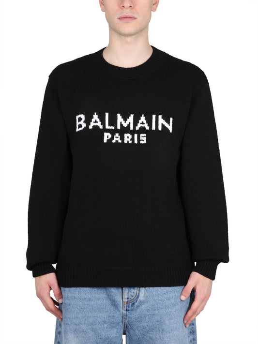 Balmain JERSEY WITH LOGO INLAY BH1KD000KC88EAB