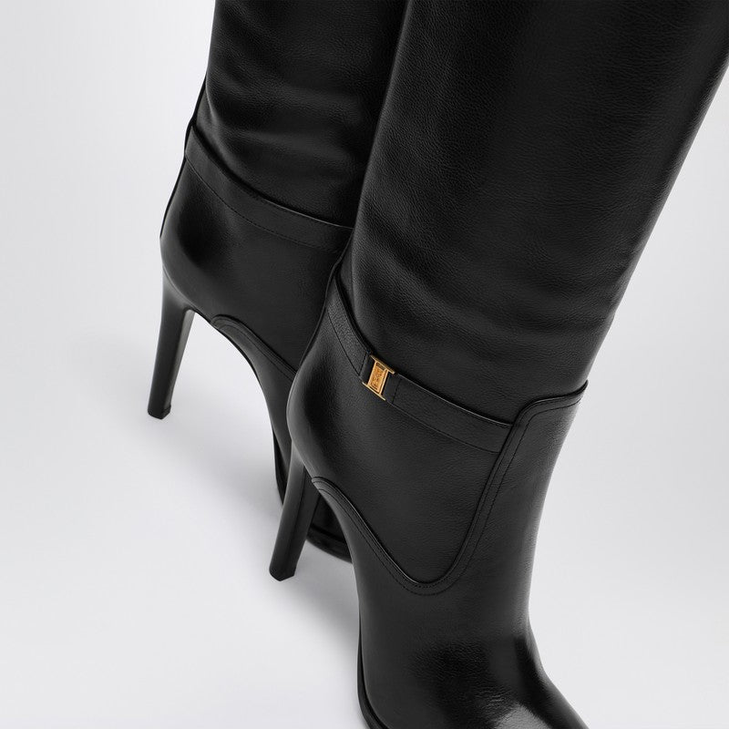 Saint Laurent Black Diane boot in grained leather 74379725V00P_YSL-1000