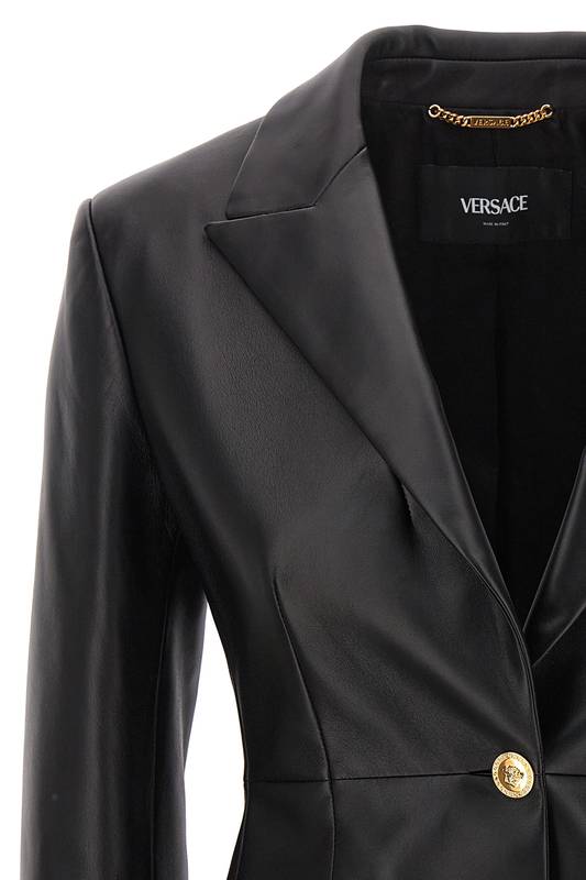 VERSACE SINGLE-BREASTED LEATHER BLAZER 10114131A083471B000