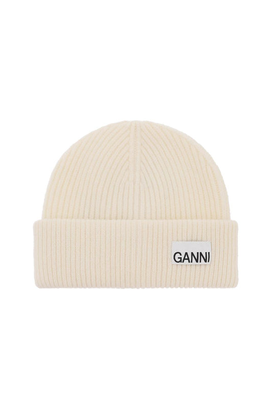 GANNI beanie hat with logo label A5627135E