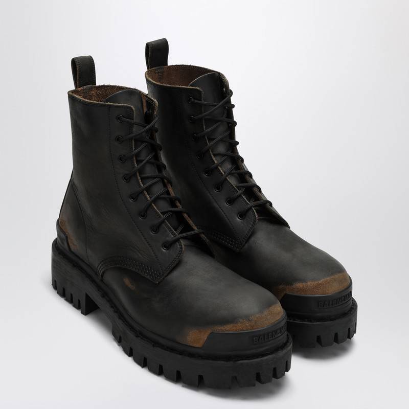 Balenciaga Black/brown lace-up boot with worn effect 670633WBD11P_BALEN-1020