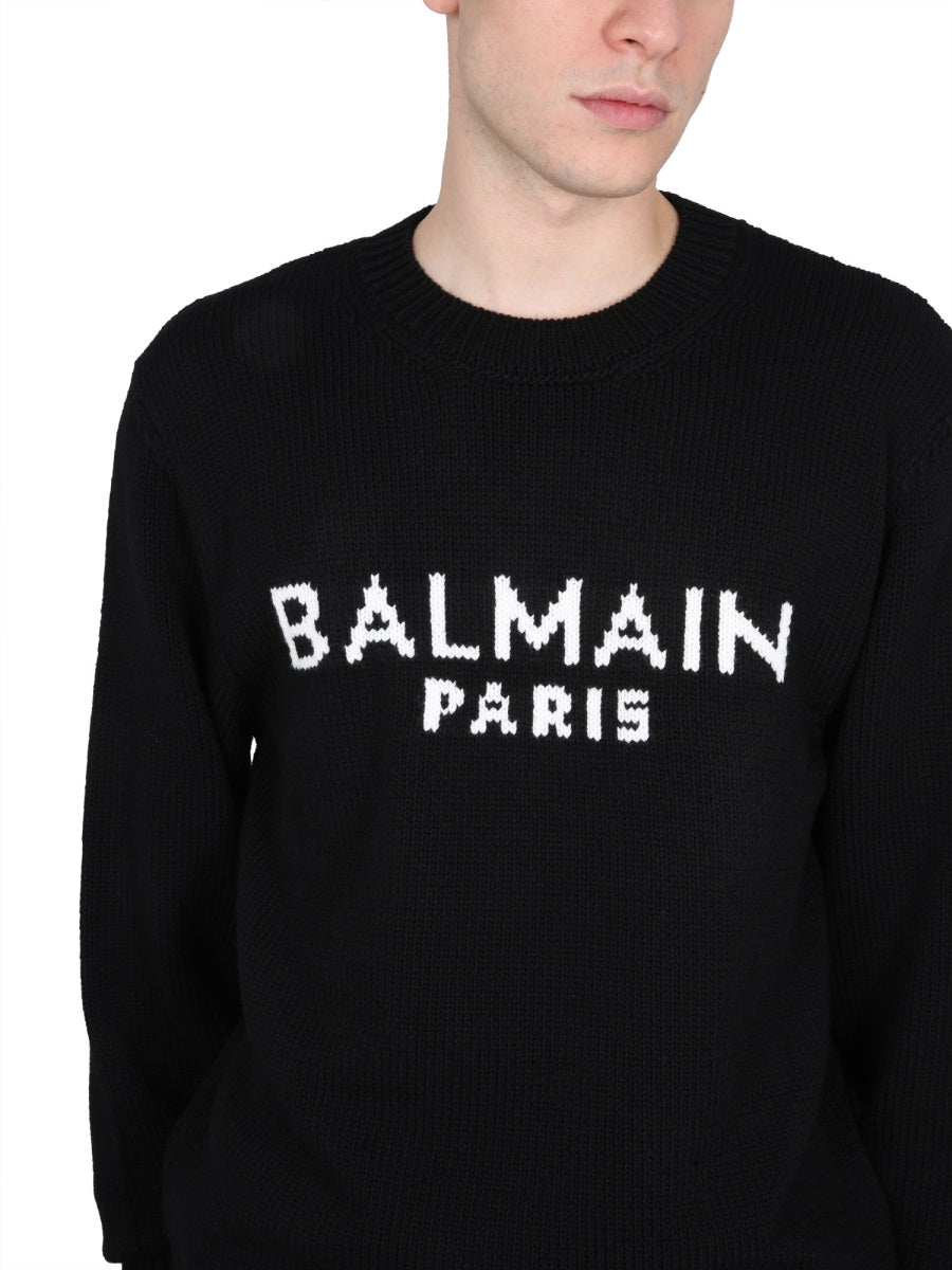 Balmain JERSEY WITH LOGO INLAY BH1KD000KC88EAB