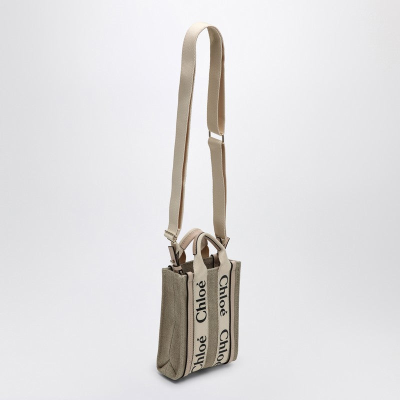 Chloé Woody Mini North South canvas tote CHC24AP243I26P_CHLOE-6J5