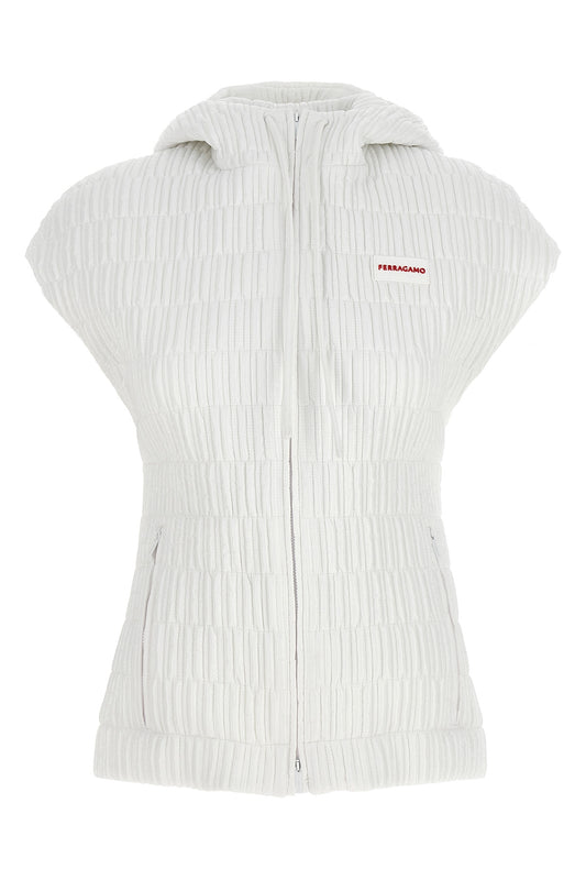 FERRAGAMO HOODED VEST 771340OPTICWHITE