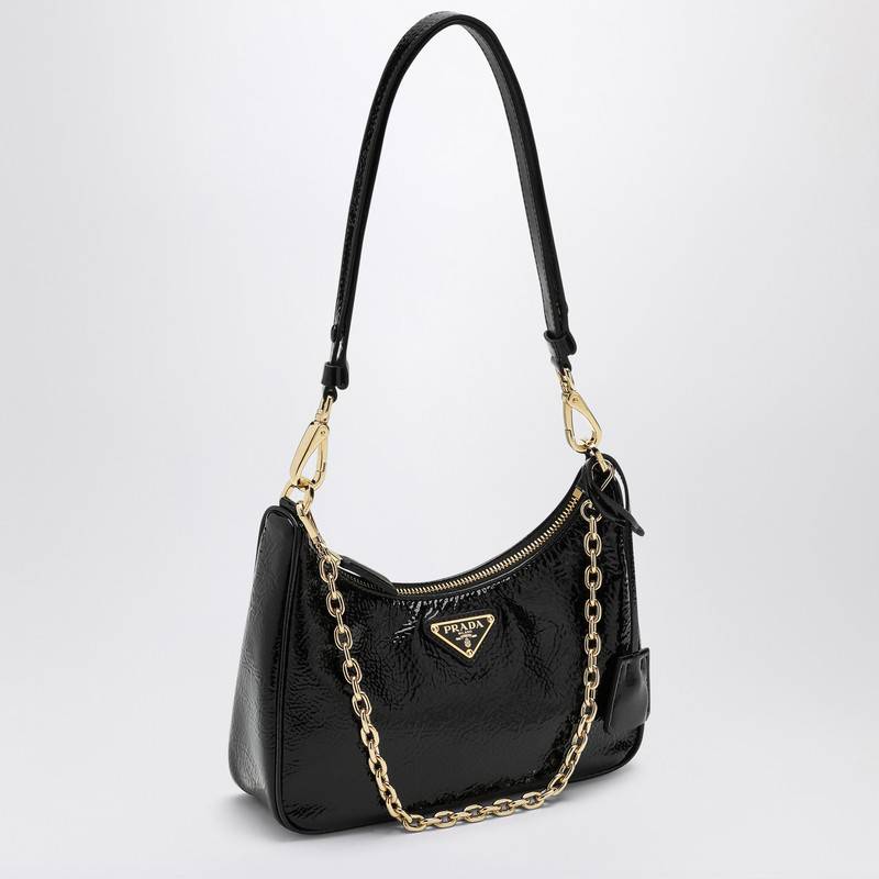 Prada Black Re-Edition mini bag in Naplak patent leather 1BC204QOM2DNTQ_PRADA-F0002