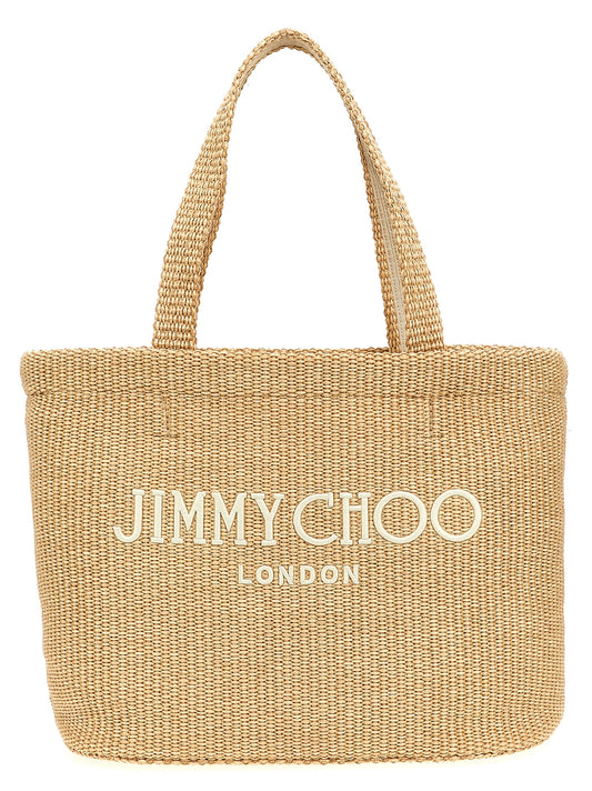 JIMMY CHOO 'BEACH TOTE E/W' SHOPPING BAG BEACHTOTEEWJYNNATURALLATTE