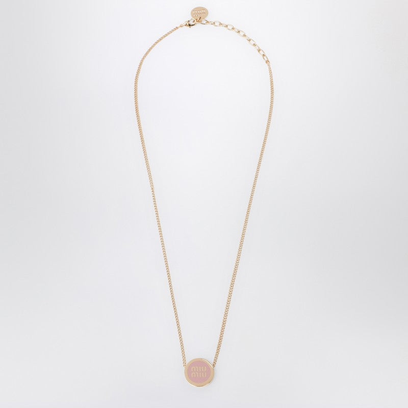 MIU MIU Metal necklace with pink logo 5IC0962F6TP_MIU-F0615