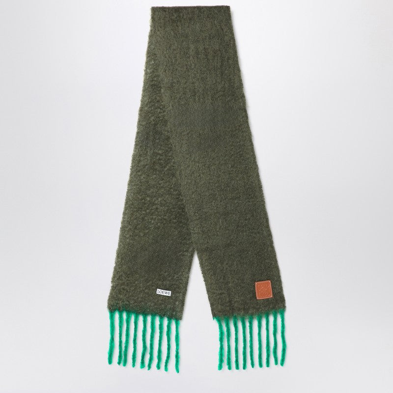 LOEWE Khaki green/green mohair and wool scarf F811257XA2DWOP_LOEW-4553