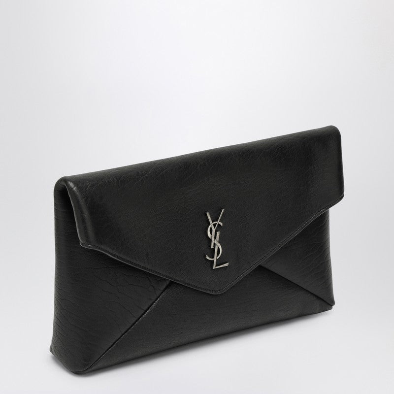 Saint Laurent Cassandre large black Envelope clutch bag with logo 778181AACIAP_YSL-1000