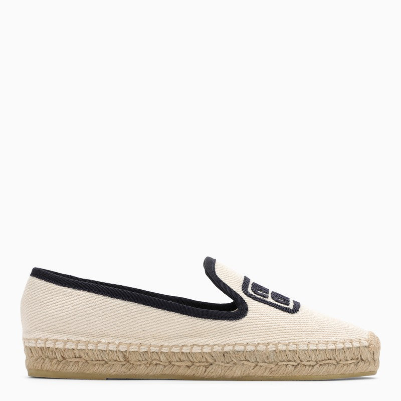 MIU MIU Ivory/blue espadrilles with logo embroidery 5S141E0255P3O_MIU-F0C56