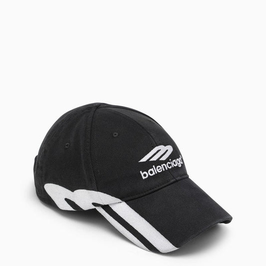Balenciaga Black washed out baseball cap with logo