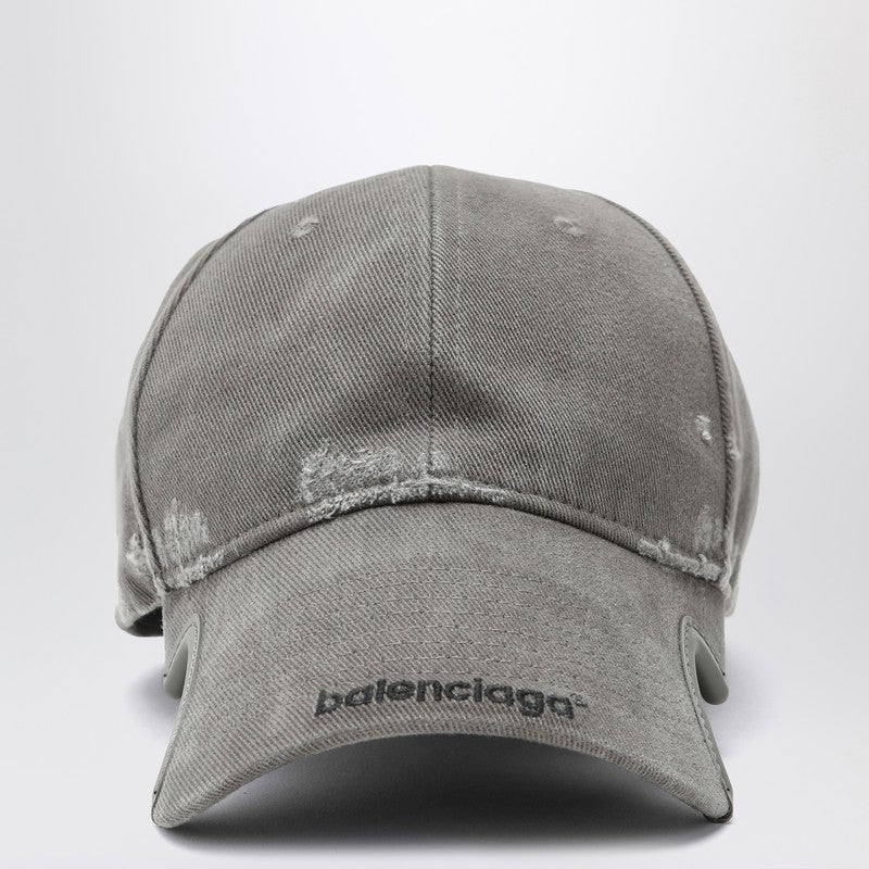 Balenciaga Grey cotton baseball cap with wear 794890410B2P_BALEN-1290