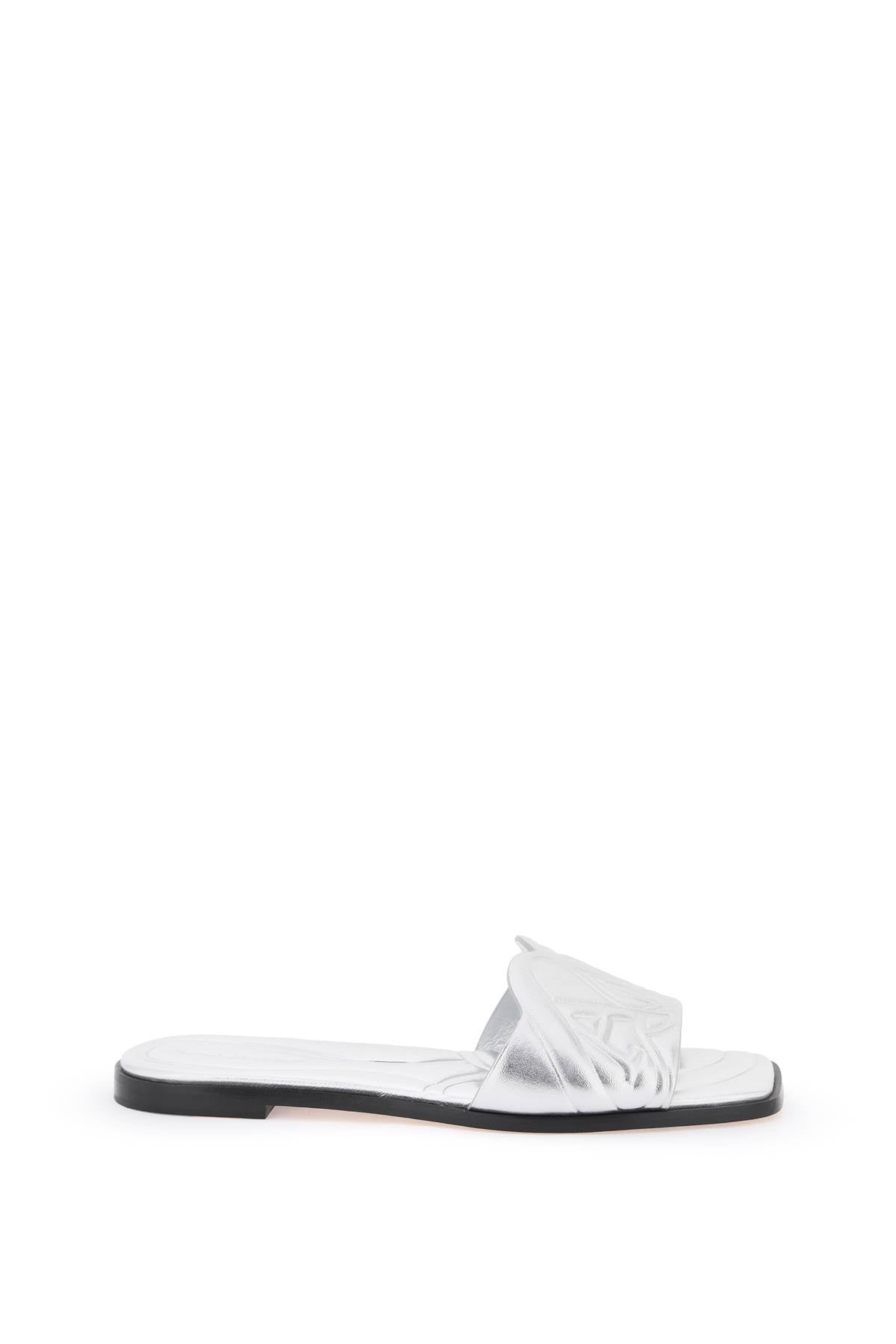 Alexander McQUEEN laminated leather slides with embossed seal logo 780714WIF138100