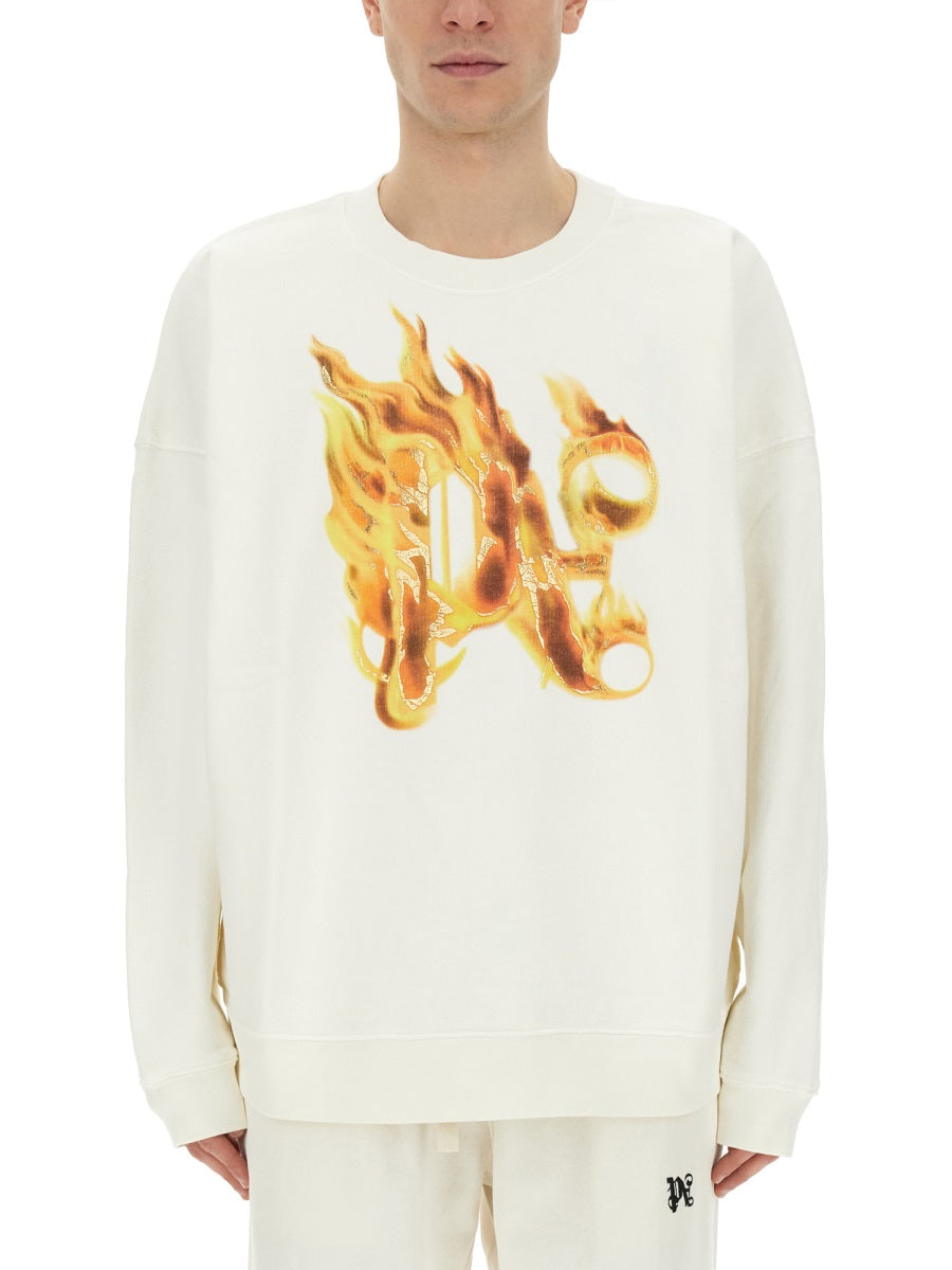 Palm Angels "BURNING MONOGRAM" PRINT SWEATSHIRT PMBA074R24FLE0040376