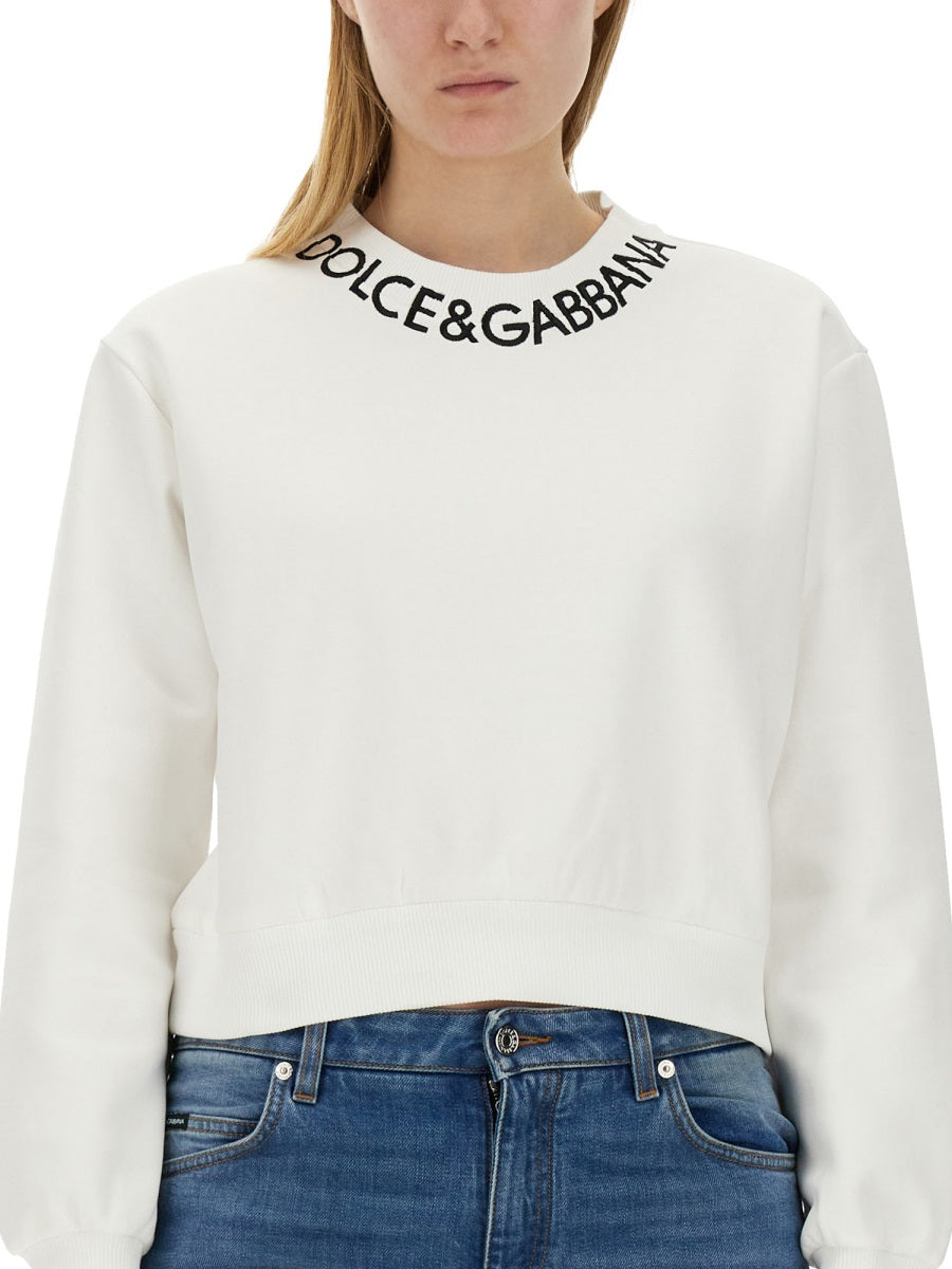 Dolce & Gabbana SHORT SWEATSHIRT WITH LOGO F9P35ZGDB4AW0800