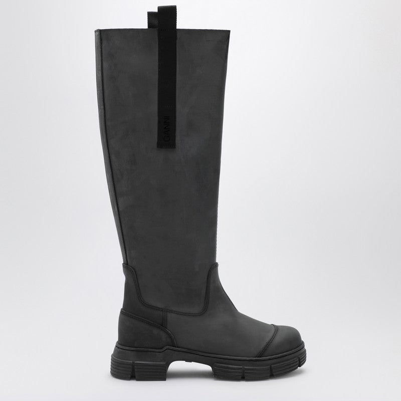 GANNI Black recycled rubber boot S19134628M_GAN-099